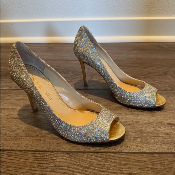 Enzo Angiolini Glittering Gold Silver Heels - Picture 9 of 16